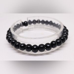 Men's bracelet beaded‎ beads black new e57
